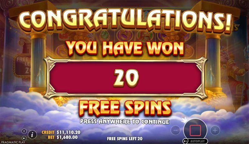 Fortune of Olympus slot - Free spins mode