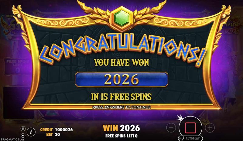 ates of Olympus Super Scatter - free spins win