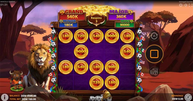 Serengeti Sunrise slot - 3 respins